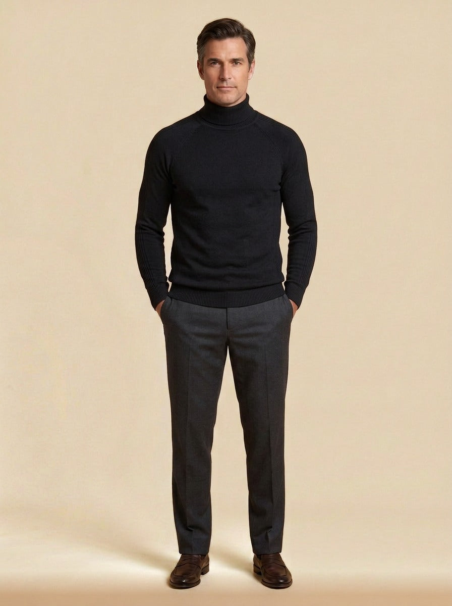 Lyndhurst raglan turtleneck sweater in Black, studio, Gentlemens Manor