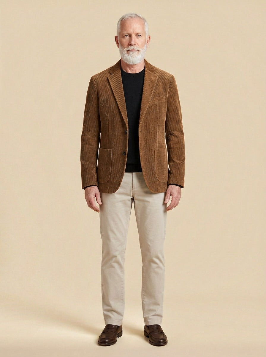 Marbury corduroy blazer in Brown, studio, Gentlemens Manor
