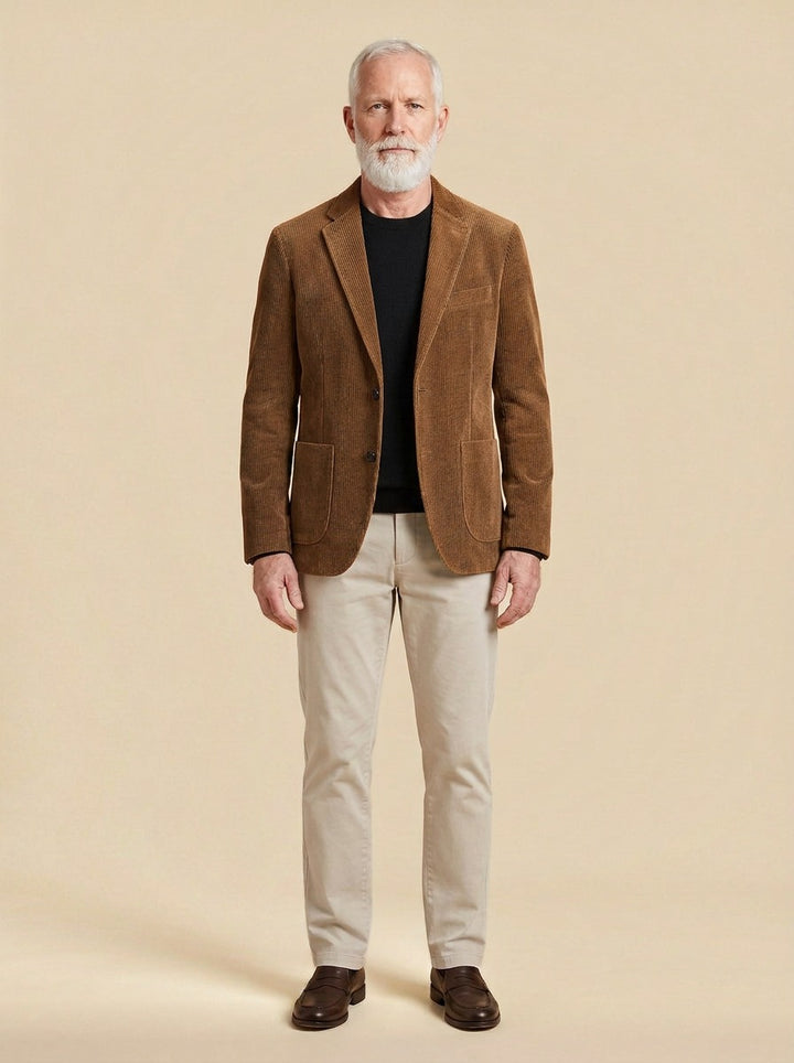 Marbury corduroy blazer in Brown, studio, Gentlemens Manor