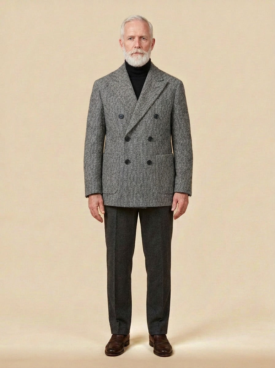 Marchmont tweed blazer in Gray, studio, Gentlemens Manor