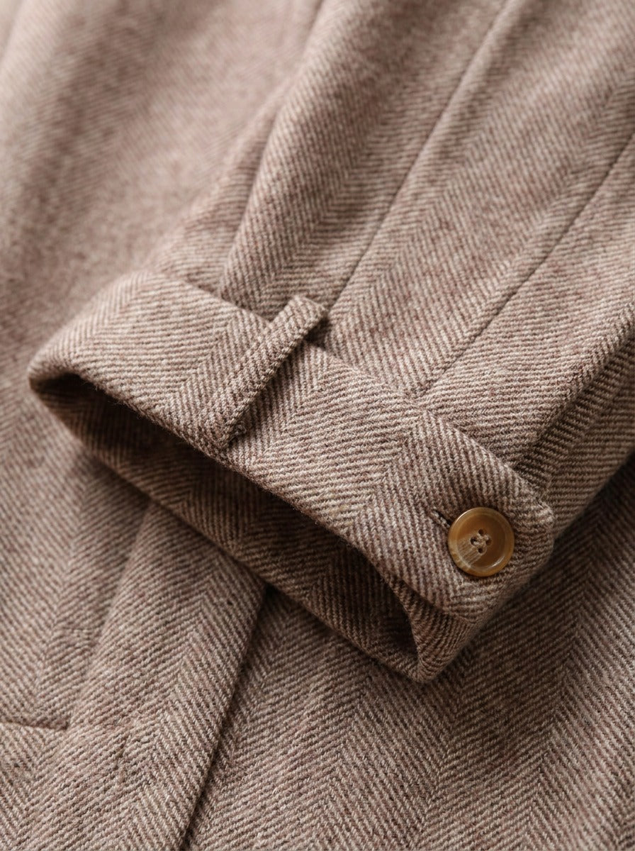 Marston herringbone buttoned cuff trousers, fabric close up, Gentlemens Manor