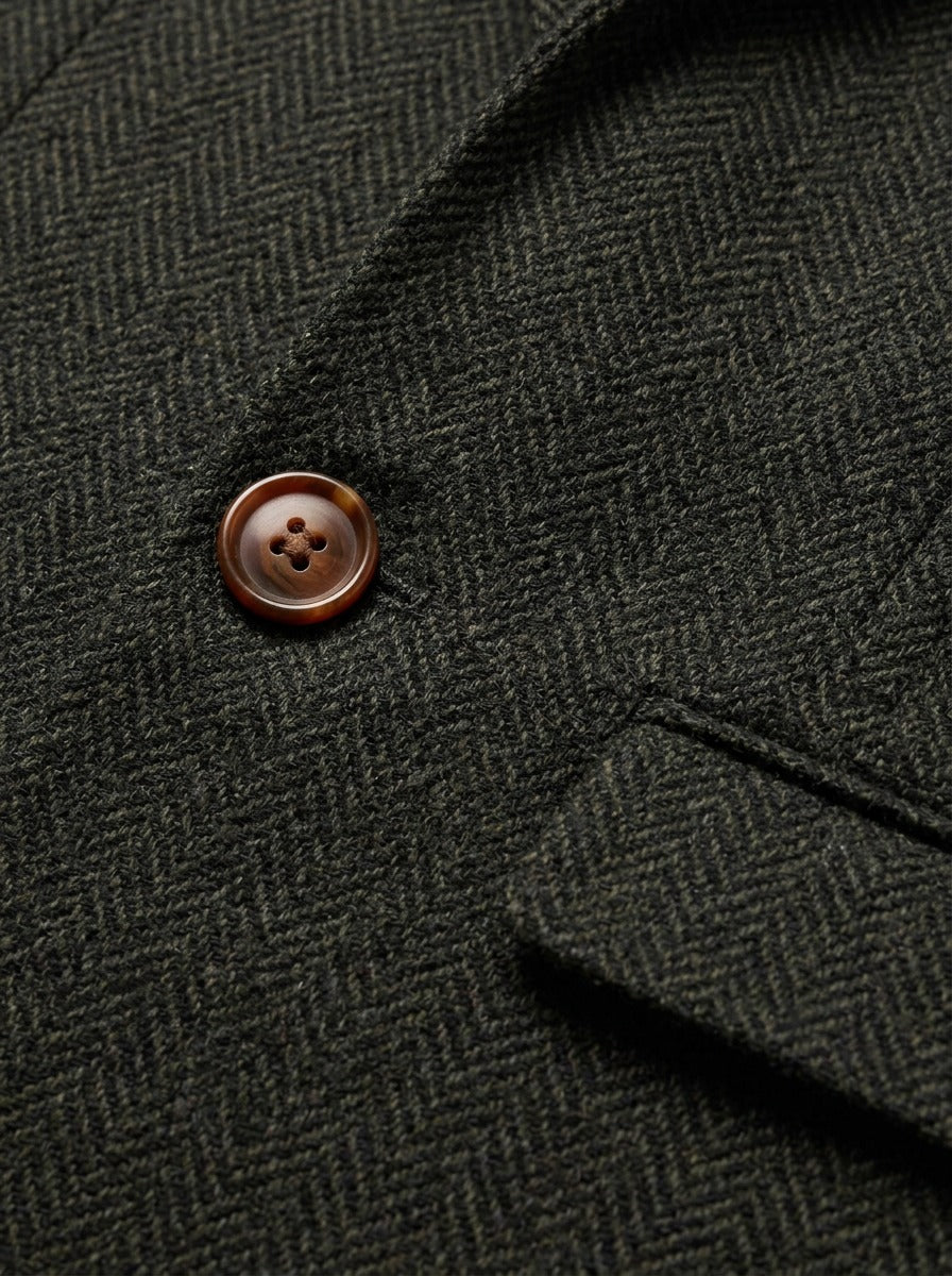 Melbury herringbone tweed blazer, fabric close up, Gentlemens Manor