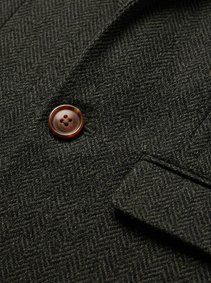 Melbury herringbone tweed blazer, fabric close up, Gentlemens Manor