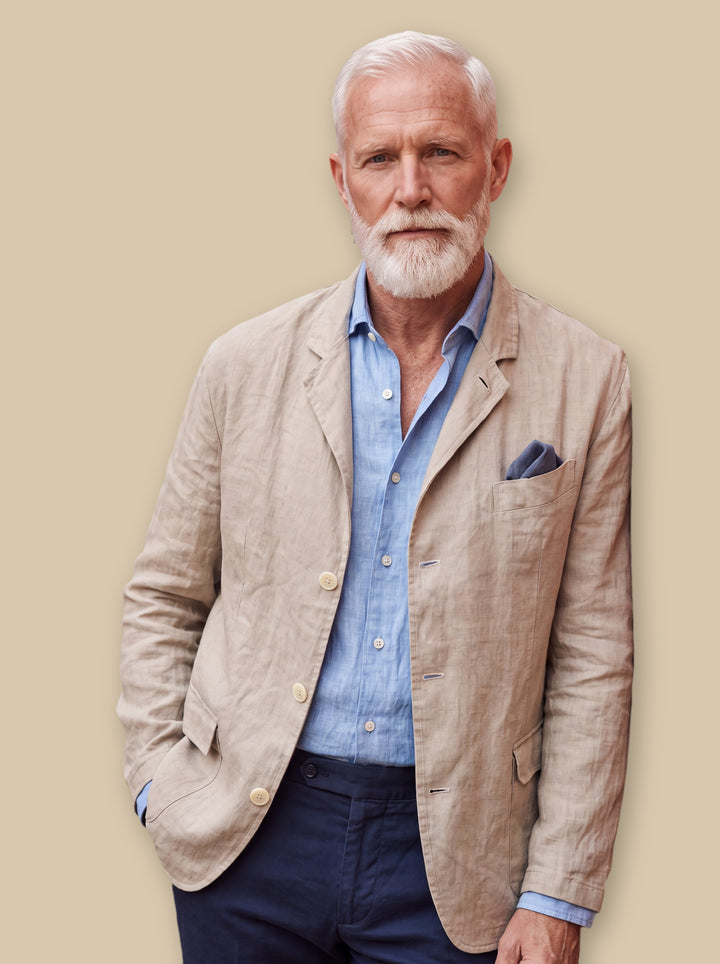 Merle blazer suit in Sand, studio - Gentlemens Manor