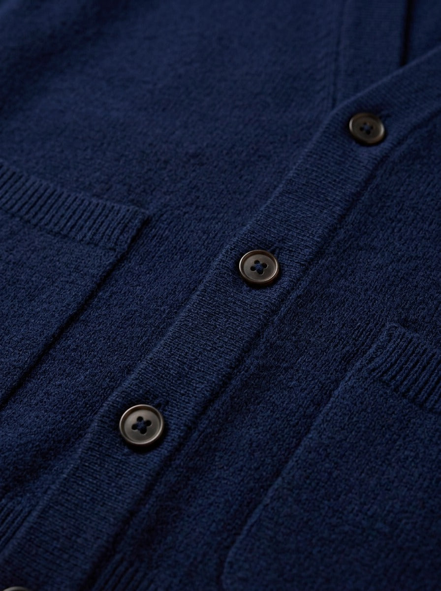 Merrill V neck cardigan, fabric close up, Gentlemens Manor