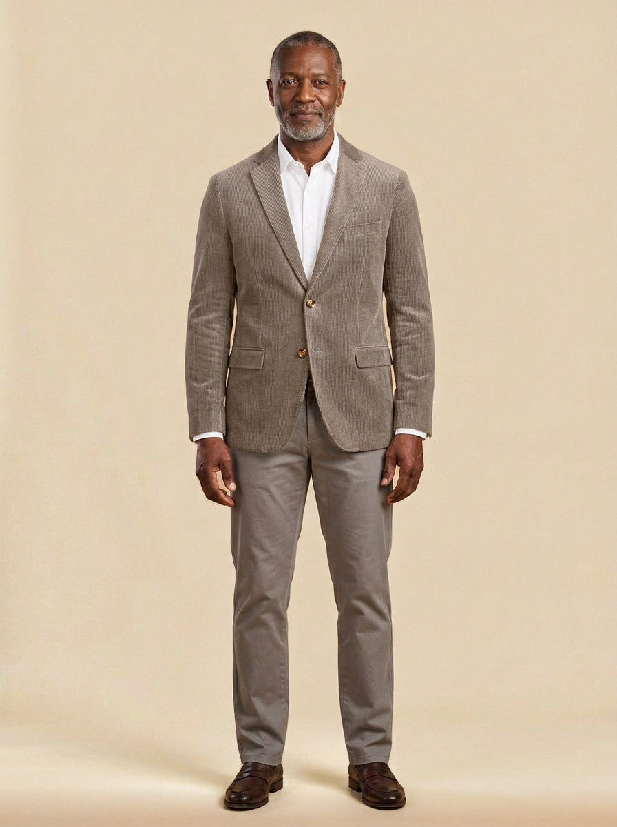 Middleton corduroy blazer in Grey, studio, Gentlemens Manor