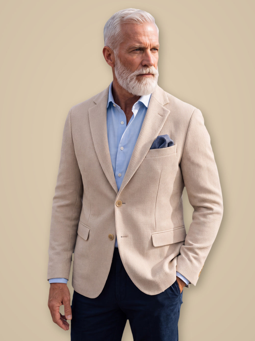 Montgomery blazer suit in Beige, studio - Gentlemens Manor