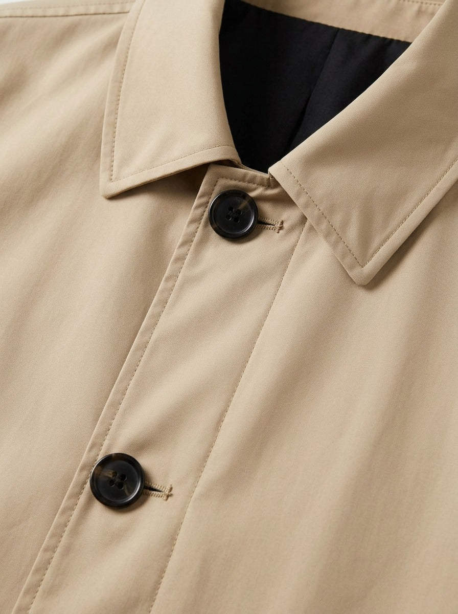 Newell mid length mac coat, fabric close up, Gentlemens Manor
