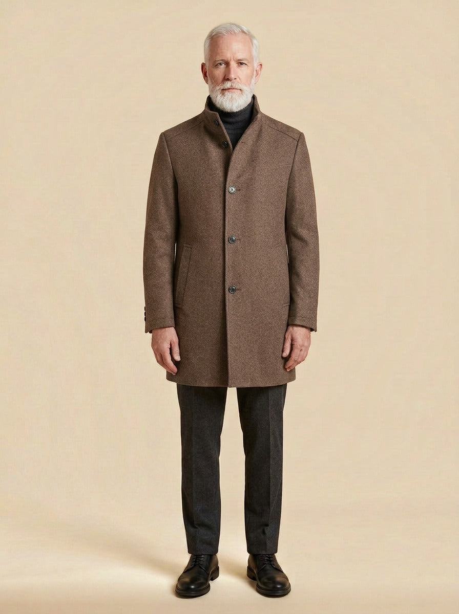 Norcross overcoat in Brown, studio, Gentlemens Manor
