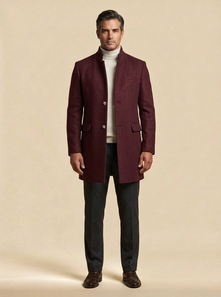 Northam coat in Burgundy, studio, Gentlemens Manor
