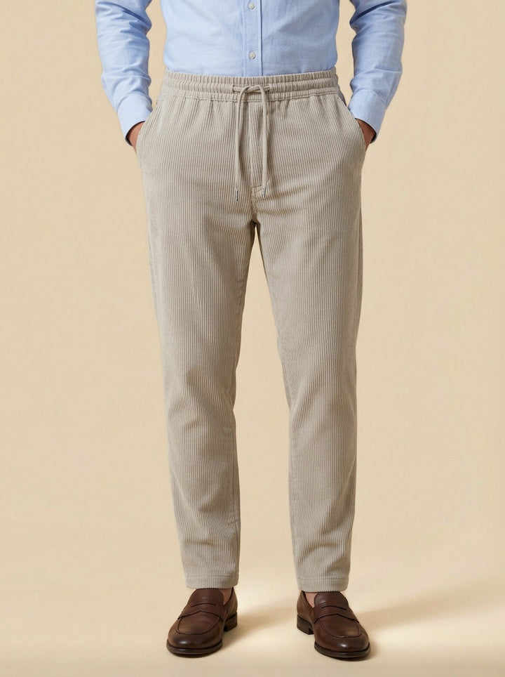 Ormsby corduroy drawstring tapered pants in Beige, studio, Gentlemens Manor