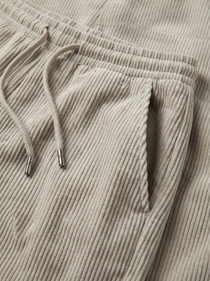 Ormsby corduroy drawstring tapered pants, fabric close up, Gentlemens Manor