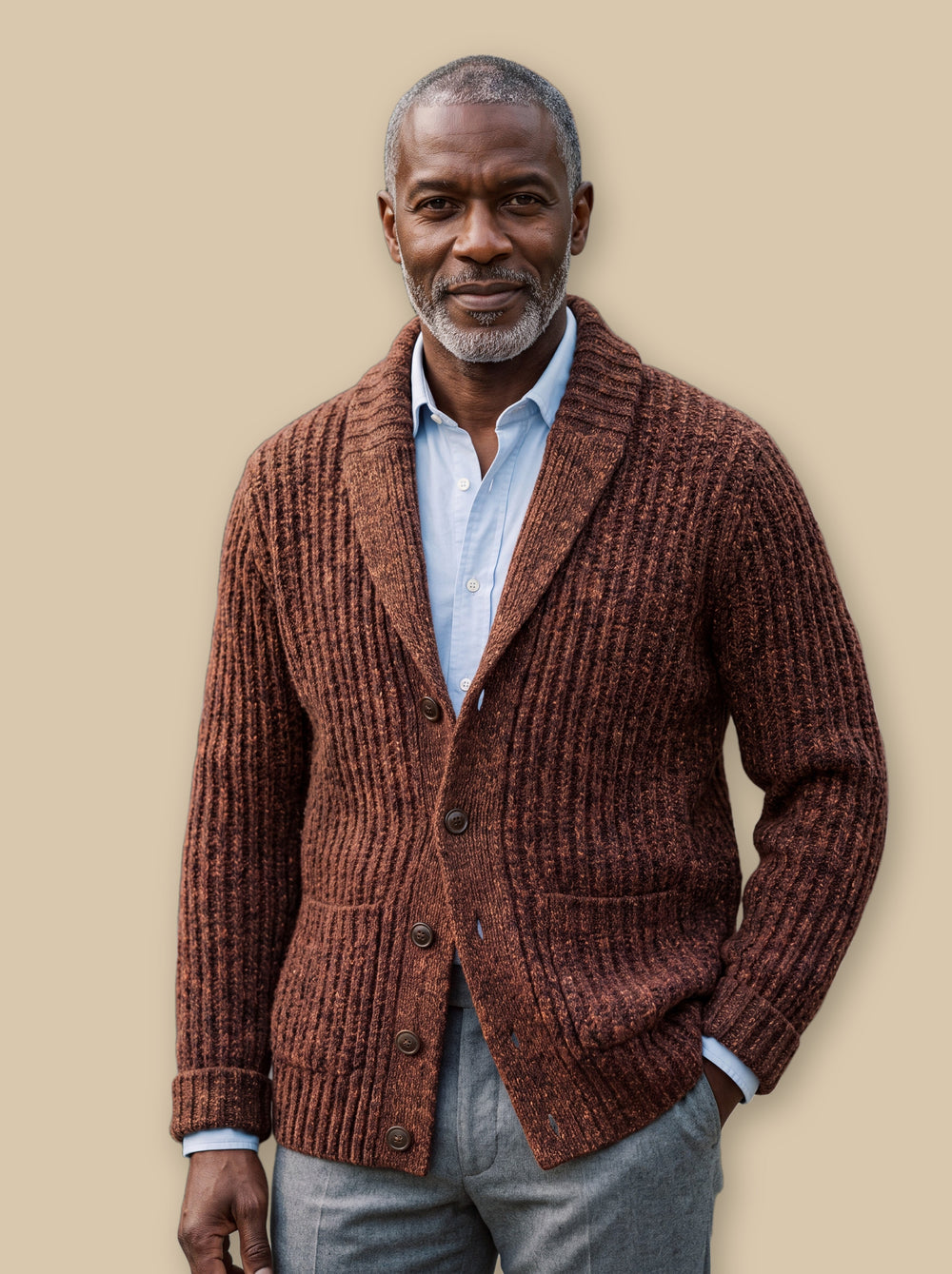 Oscar knit sweater in Brown, studio - Gentlemens Manor
