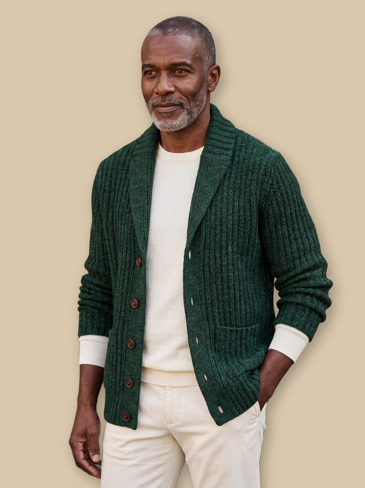Oscar knit sweater in Green, studio - Gentlemens Manor
