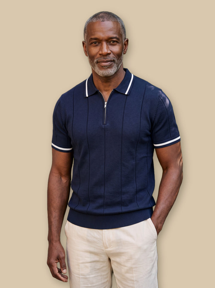 Osmond polo shirt in Navy, studio - Gentlemens Manor