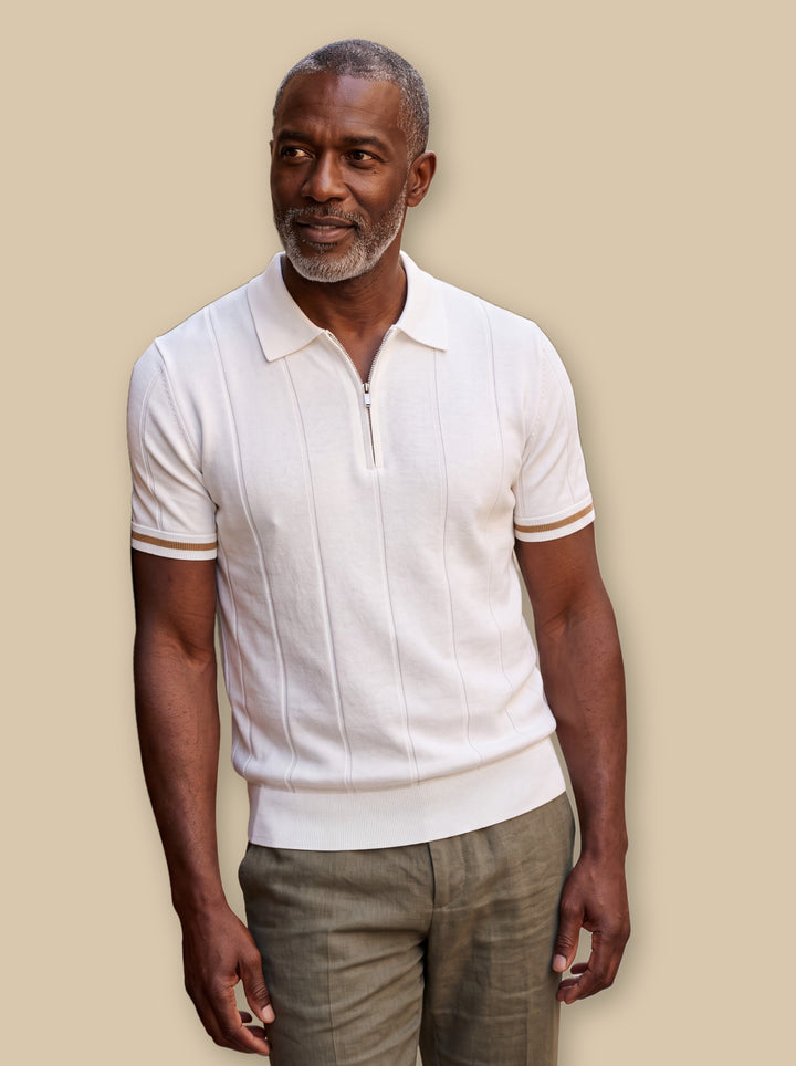 Osmond polo shirt in White, studio - Gentlemens Manor