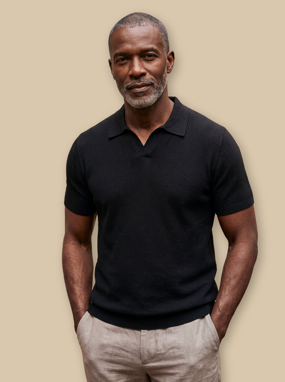 Oswald polo shirt in Black, studio - Gentlemens Manor