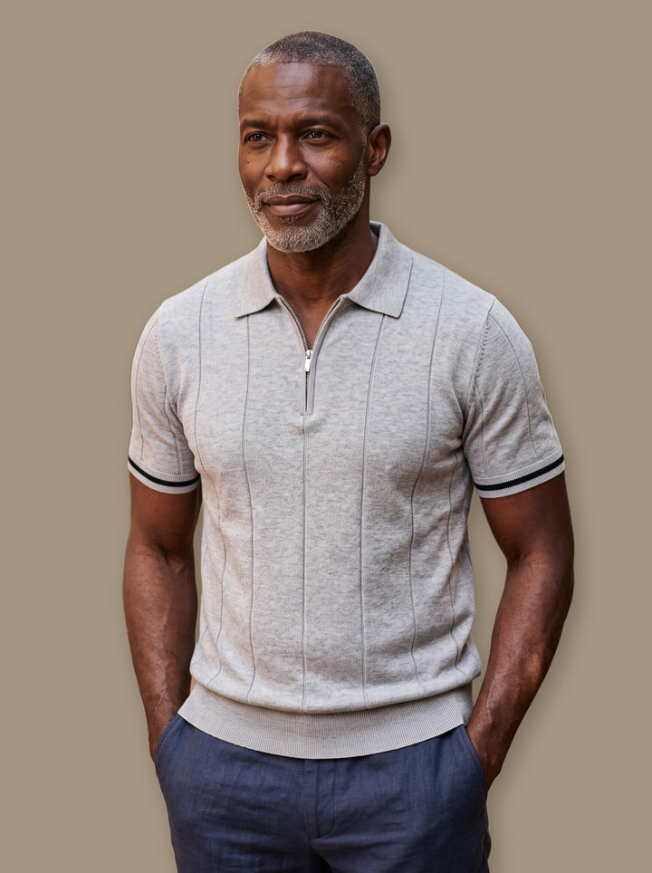 Otis polo shirt in Light Grey, studio - Gentlemens Manor