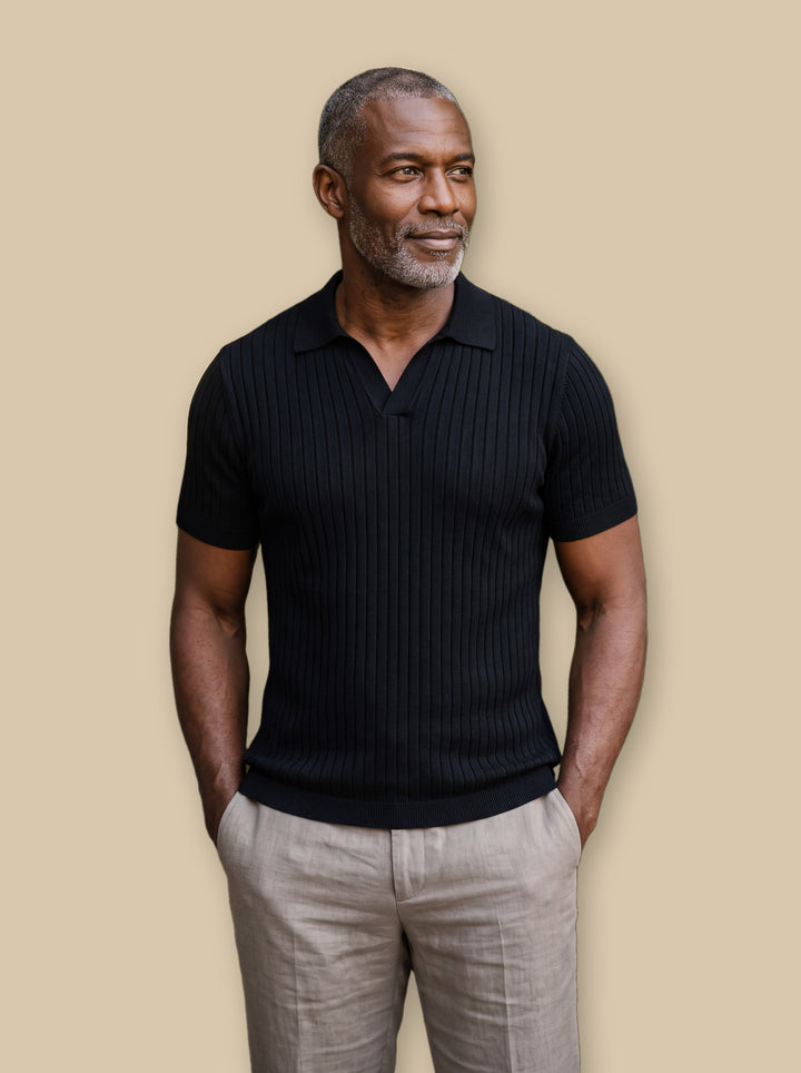 Owen polo shirt in Black, studio - Gentlemens Manor