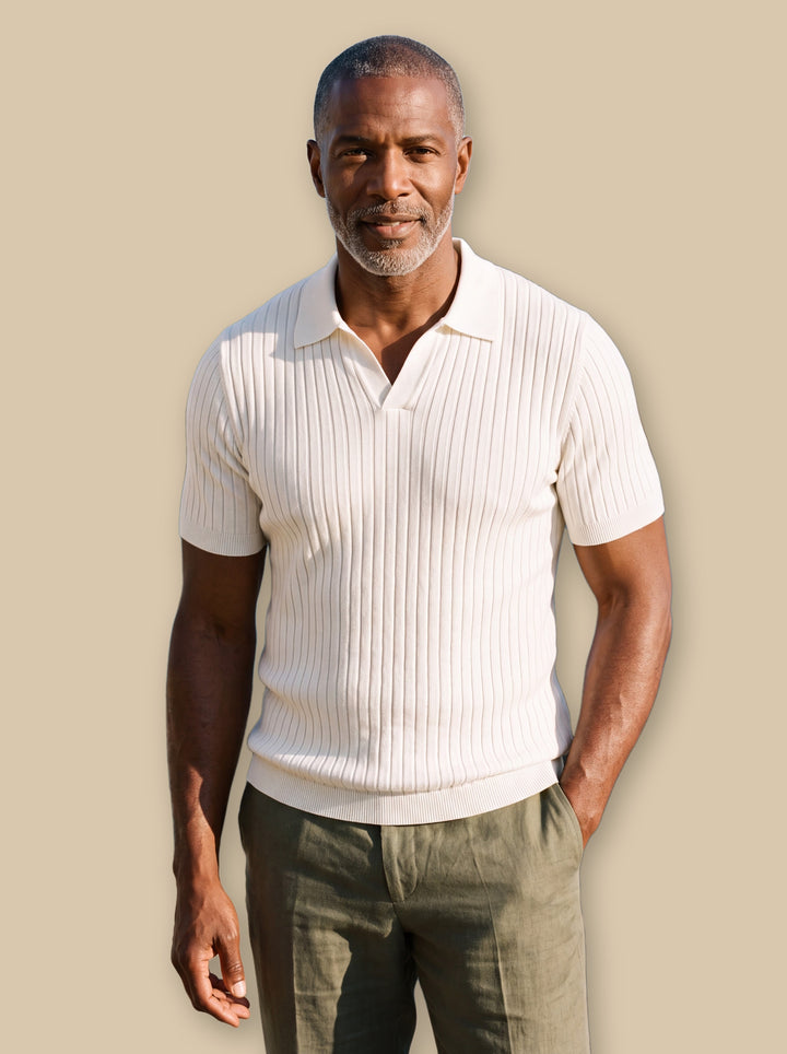 Owen polo shirt in White, studio - Gentlemens Manor