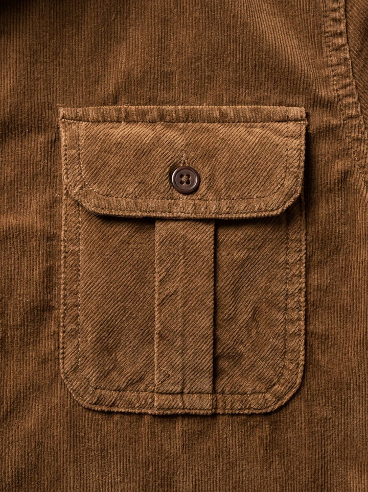 Packard corduroy flap pocket overshirt, fabric close up, Gentlemens Manor