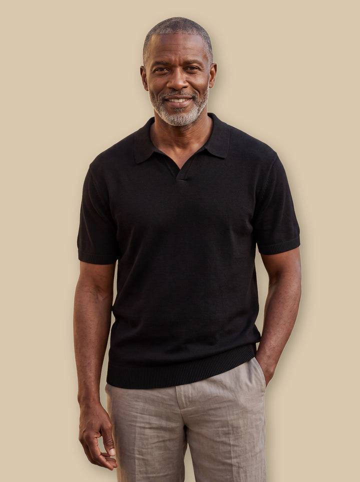 Palmer polo shirt in Black, studio - Gentlemens Manor