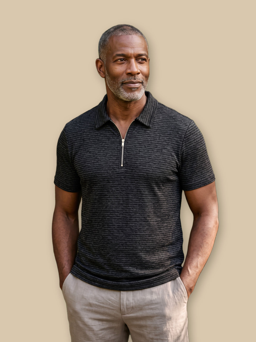 Parker polo shirt in Black, studio - Gentlemens Manor