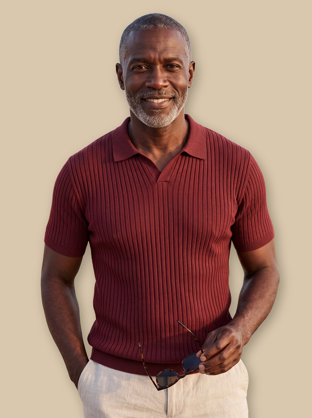 Paul polo shirt in Burgundy, studio - Gentlemens Manor