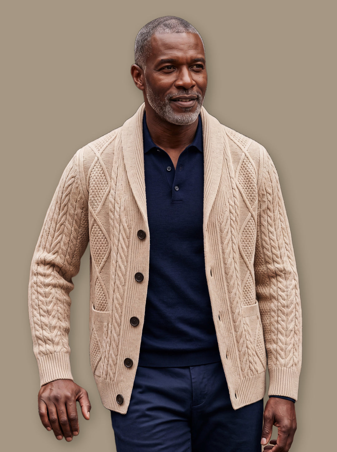 Percival knit sweater in Beige, studio - Gentlemens Manor