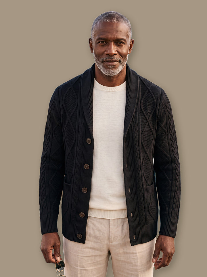 Percival knit sweater in Black, studio - Gentlemens Manor