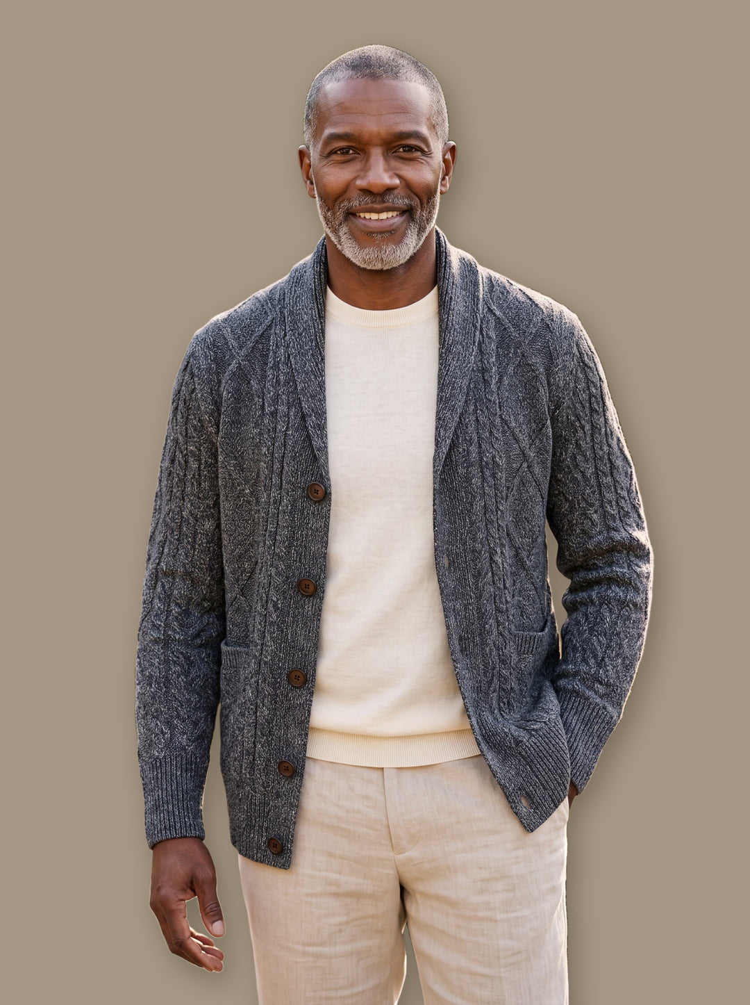 Percival knit sweater in Charcoal, studio - Gentlemens Manor