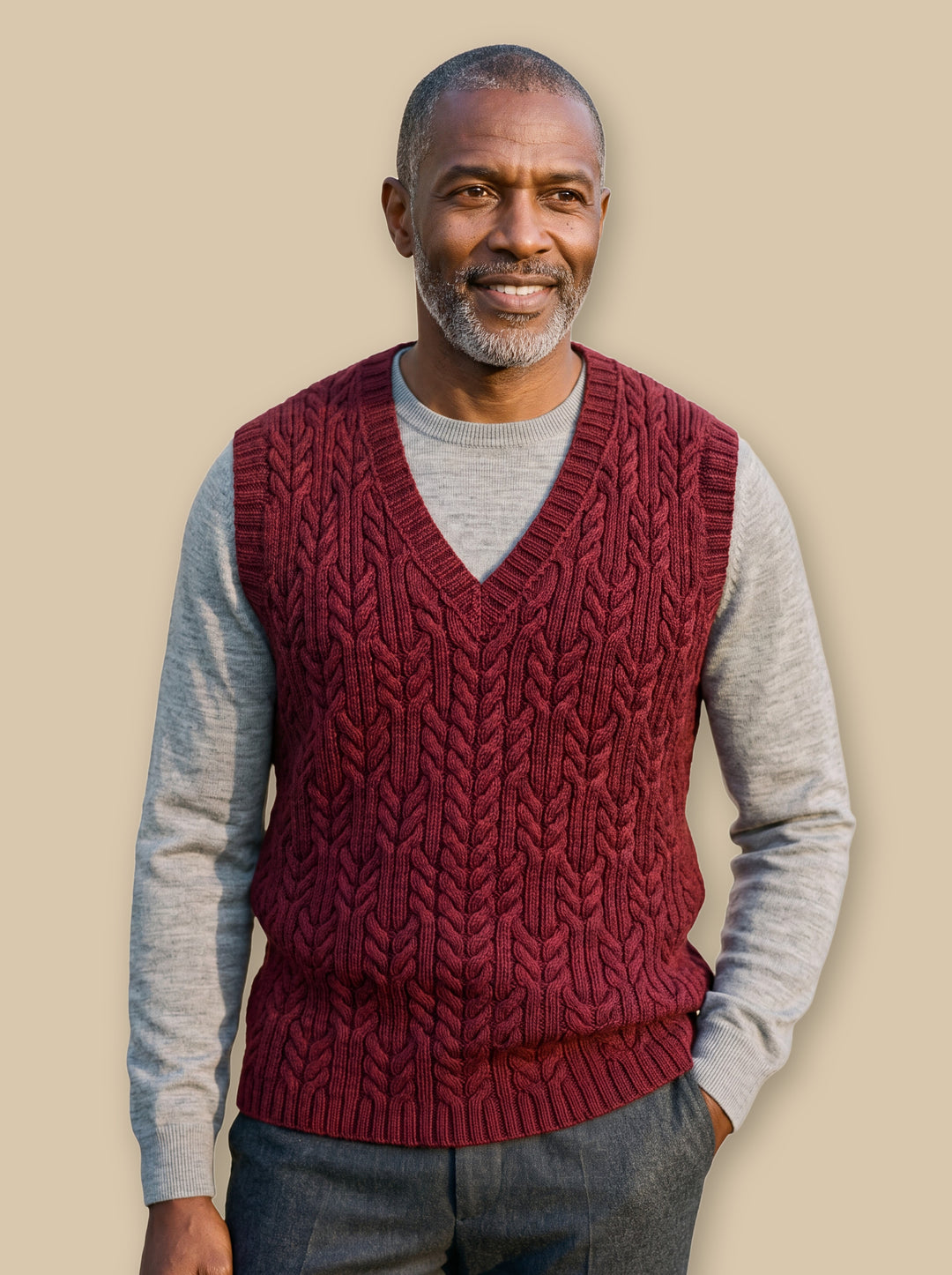 Perry knit sweater in Burgundy, studio - Gentlemens Manor