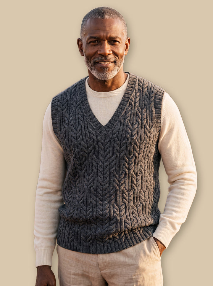 Perry knit sweater in Charcoal, studio - Gentlemens Manor