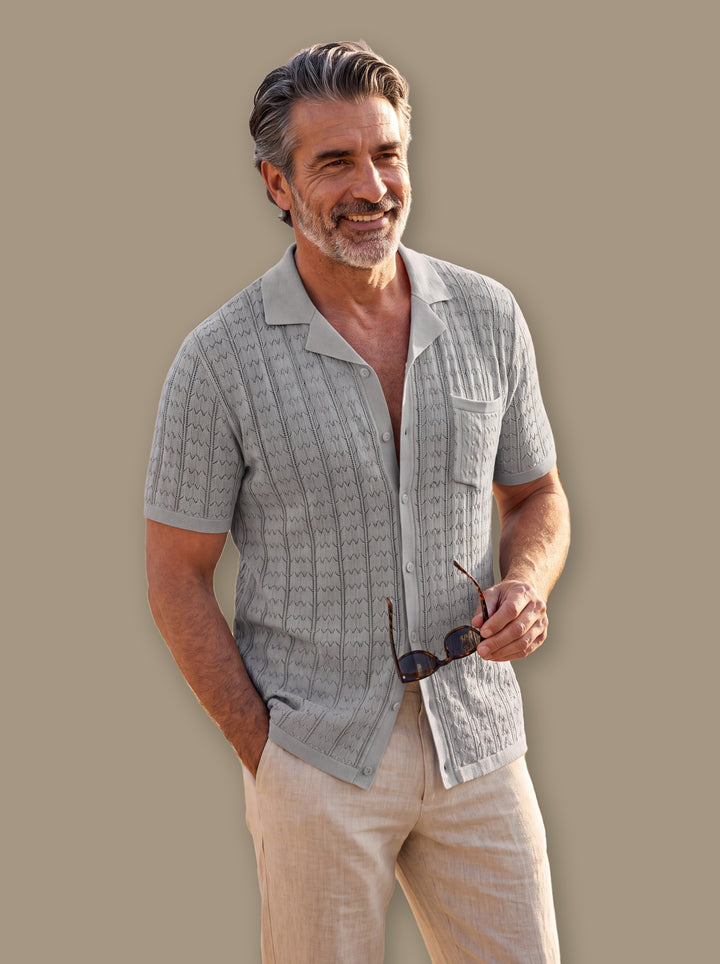 Peyton knit sweater in Light Grey, studio - Gentlemens Manor