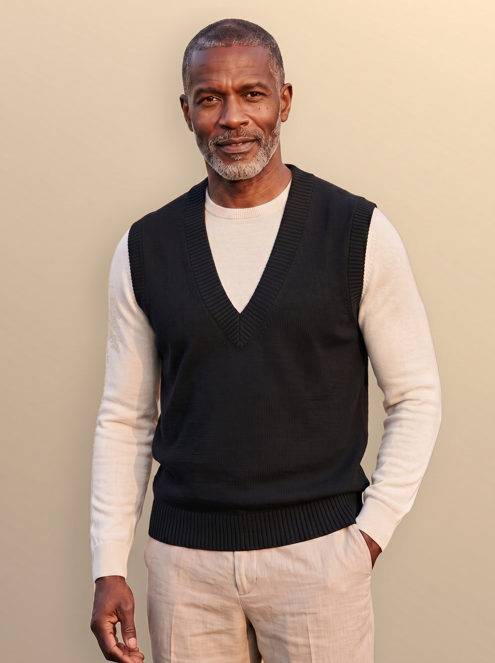 Phineas sweater vest in Black, studio - Gentlemens Manor