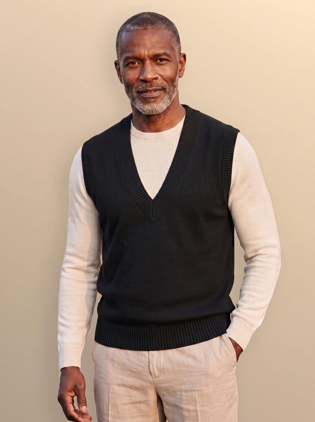 Phineas sweater vest in Black, studio - Gentlemens Manor