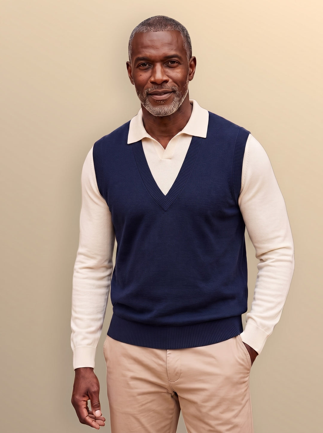Phineas sweater vest in Blue, studio - Gentlemens Manor