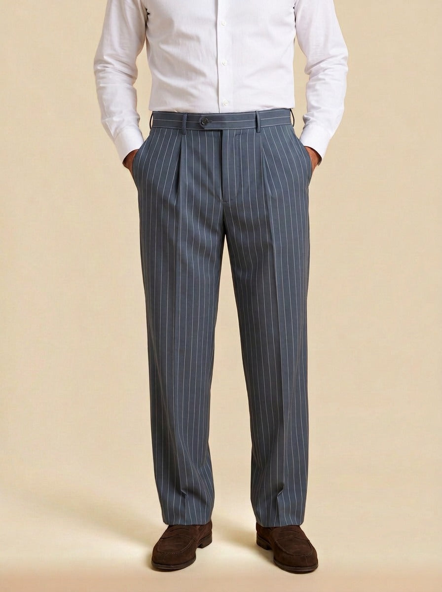 Pickett pinstripe dress pants in Charcoal, studio, Gentlemens Manor