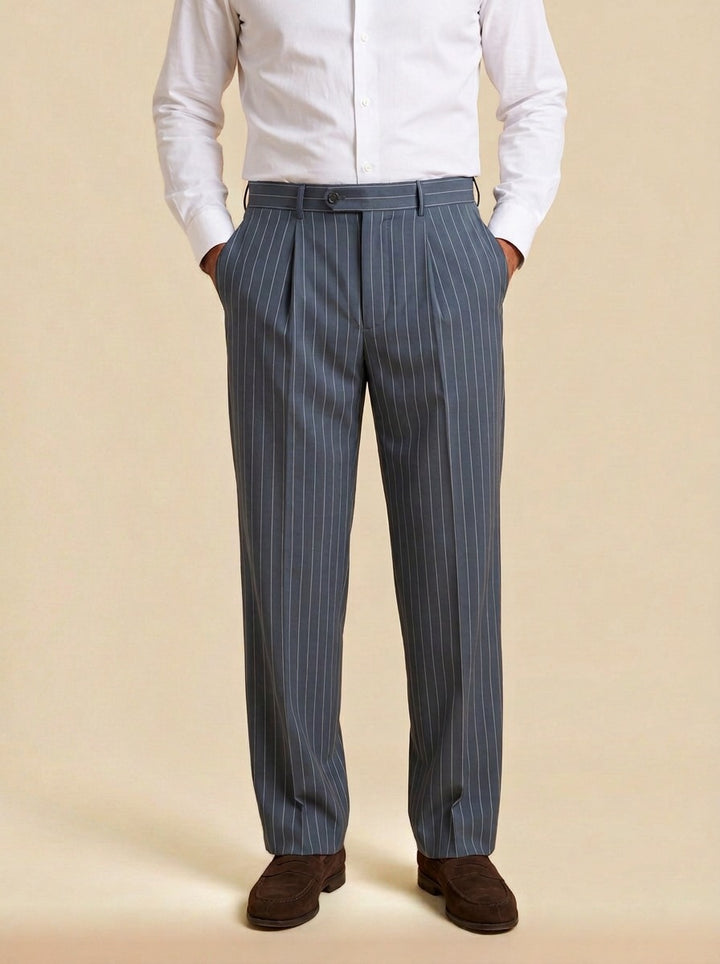 Pickett pinstripe dress pants in Charcoal, studio, Gentlemens Manor