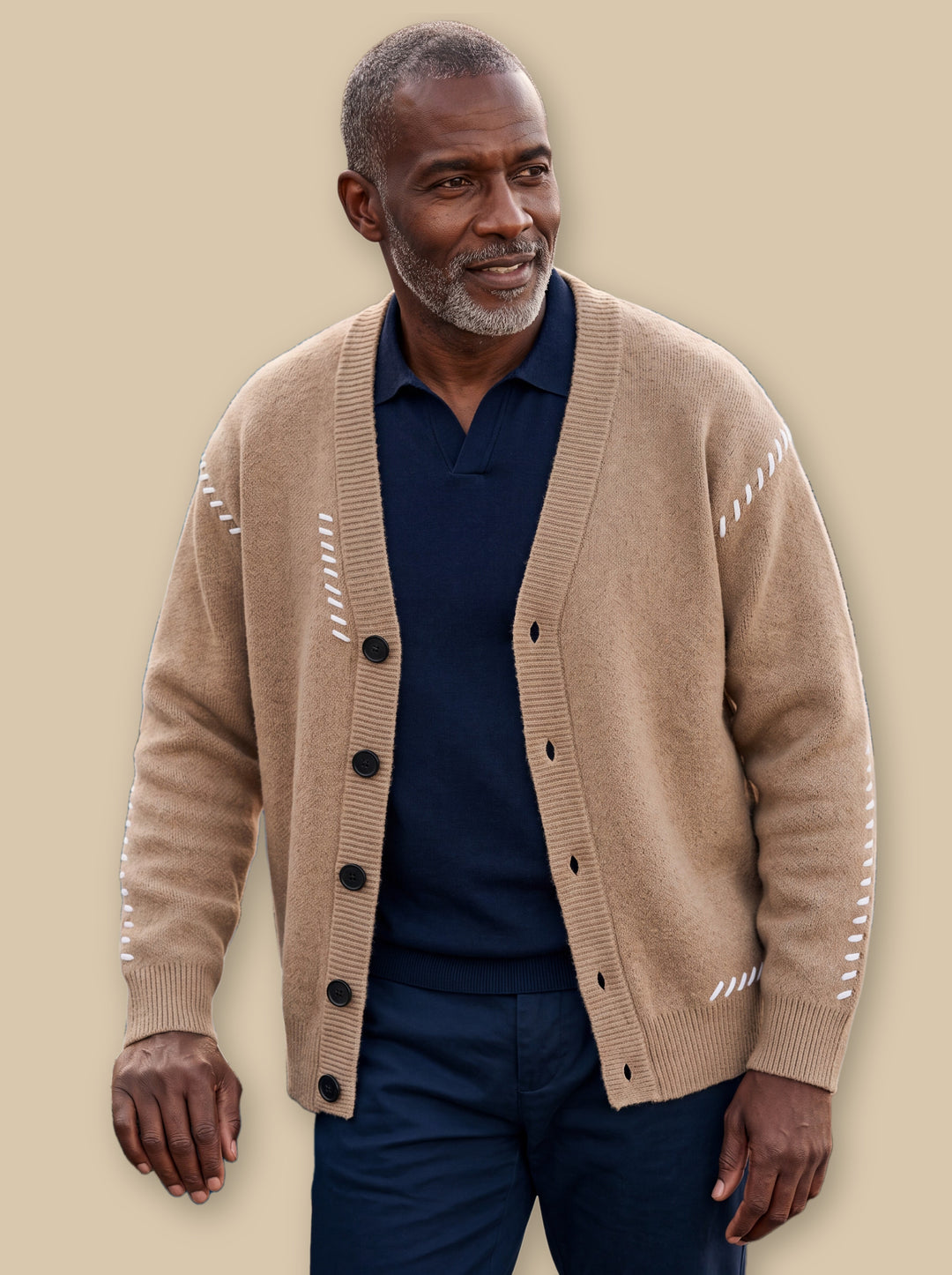 Pierce knit sweater in Sand, studio - Gentlemens Manor