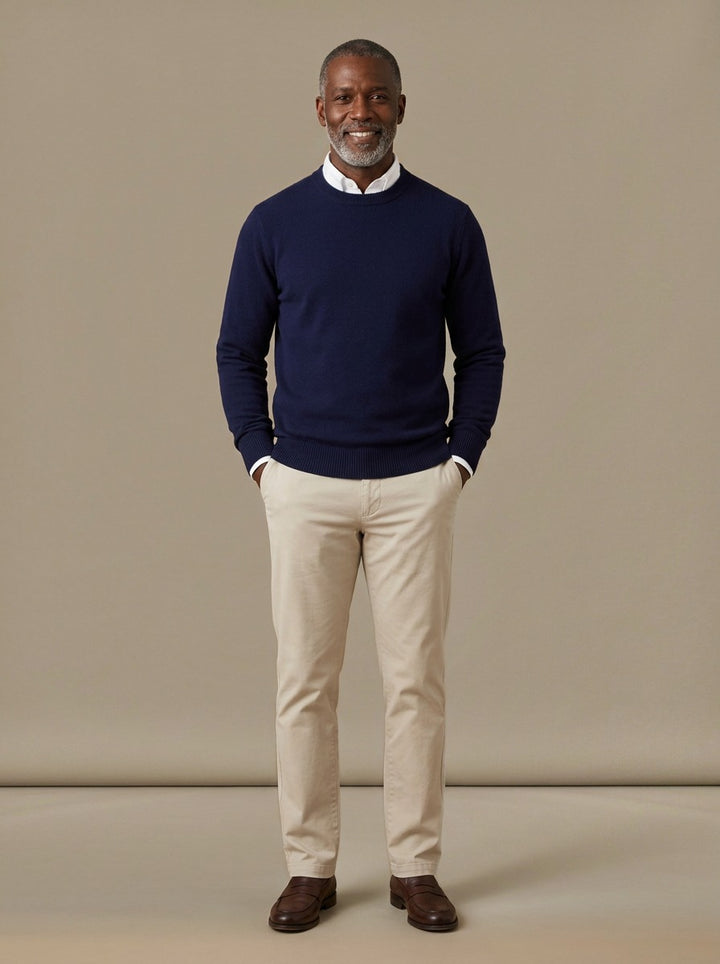 Pierson sweater in Navy, studio, Gentlemens Manor