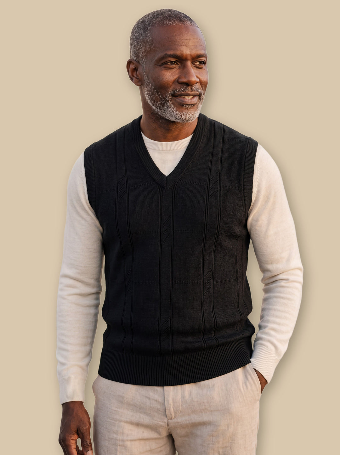 Porter knit sweater in Black, studio - Gentlemens Manor