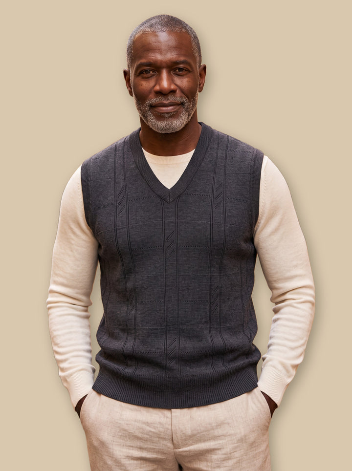 Porter knit sweater in Charcoal, studio - Gentlemens Manor