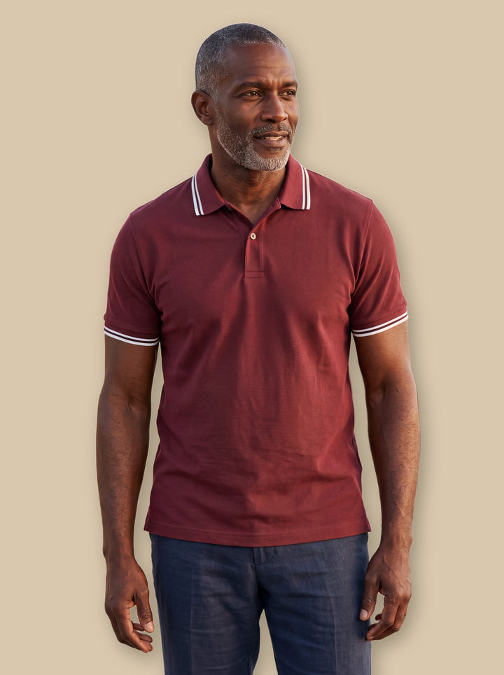Preston polo shirt in Burgundy, studio - Gentlemens Manor