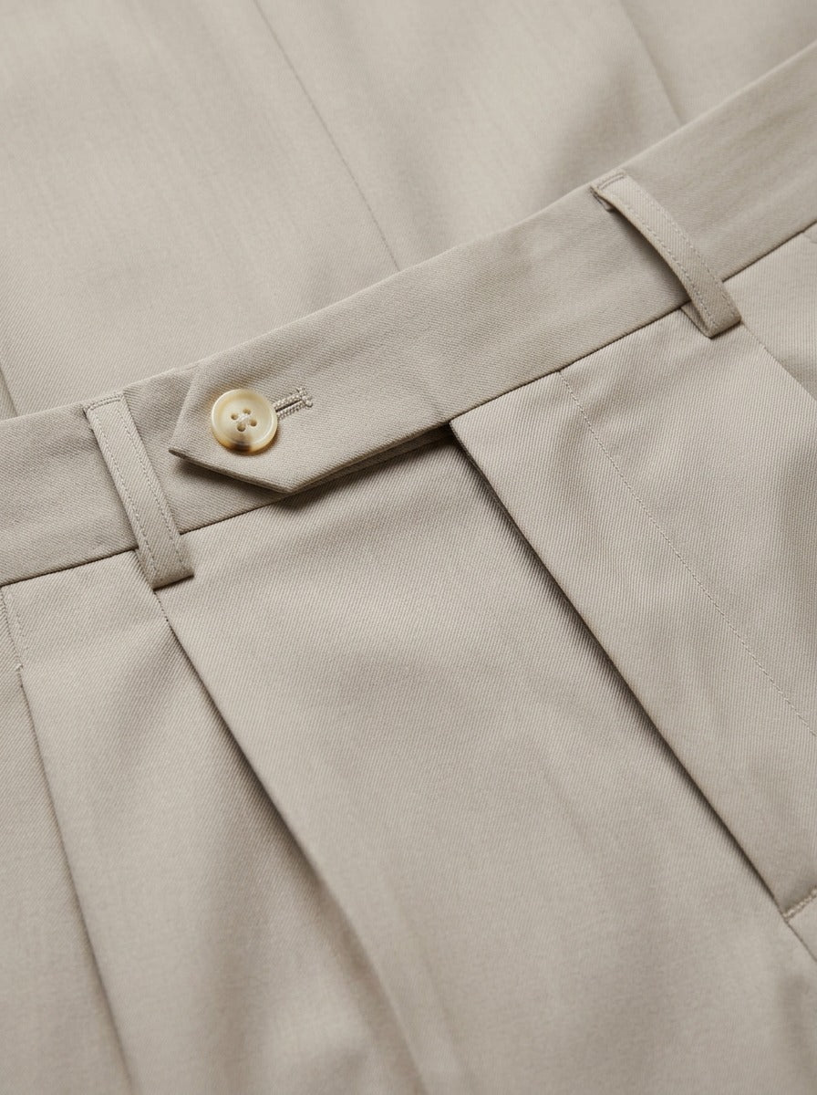 Prewitt button tab trousers, fabric close up, Gentlemens Manor