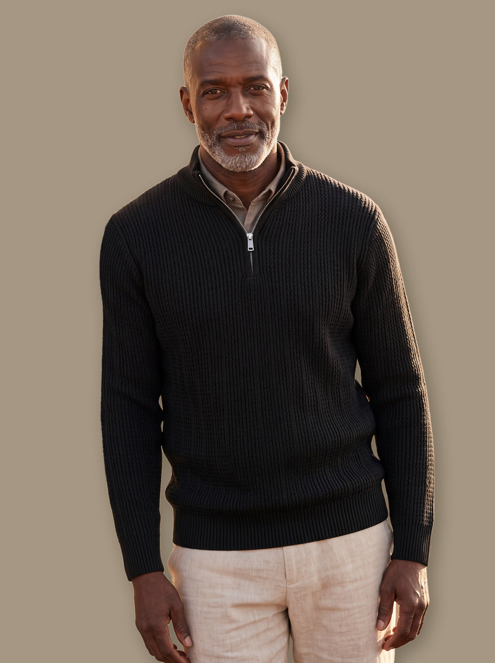 Prosper knit sweater in Black, studio - Gentlemens Manor