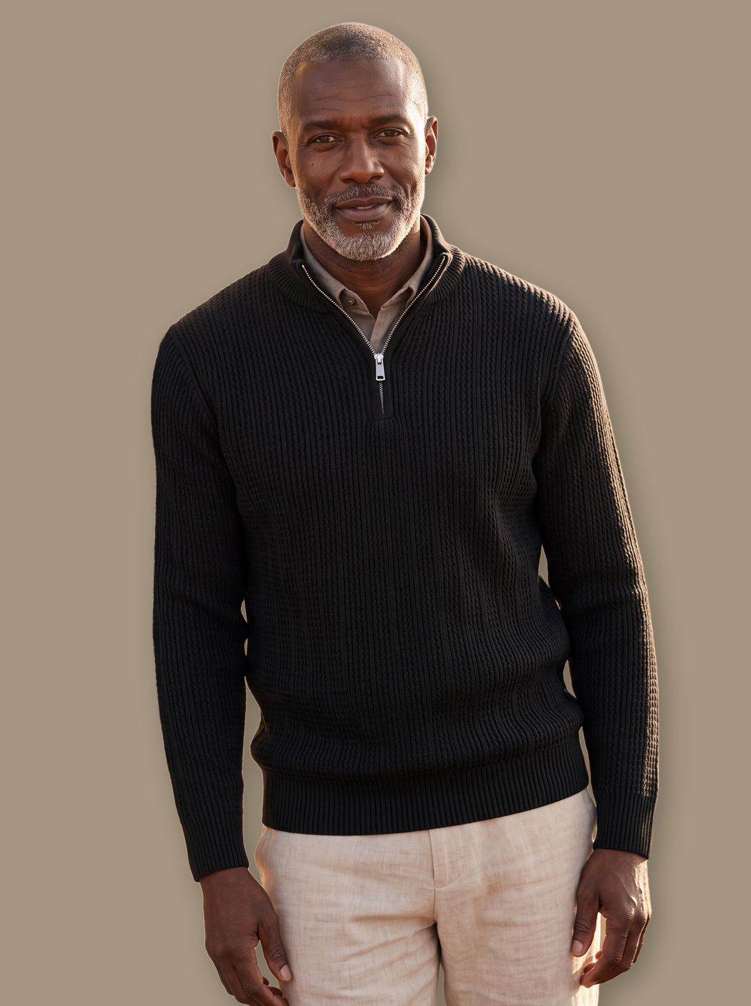 Prosper knit sweater in Black, studio - Gentlemens Manor