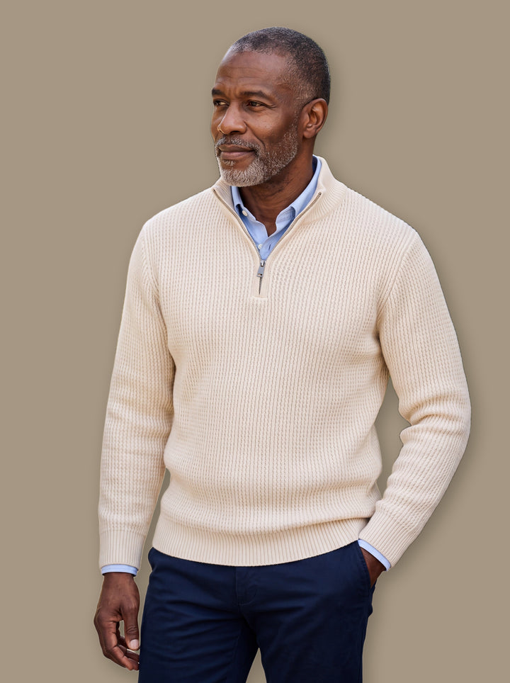 Prosper knit sweater in Cream, studio - Gentlemens Manor