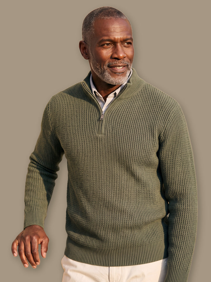 Prosper knit sweater in Green, studio - Gentlemens Manor