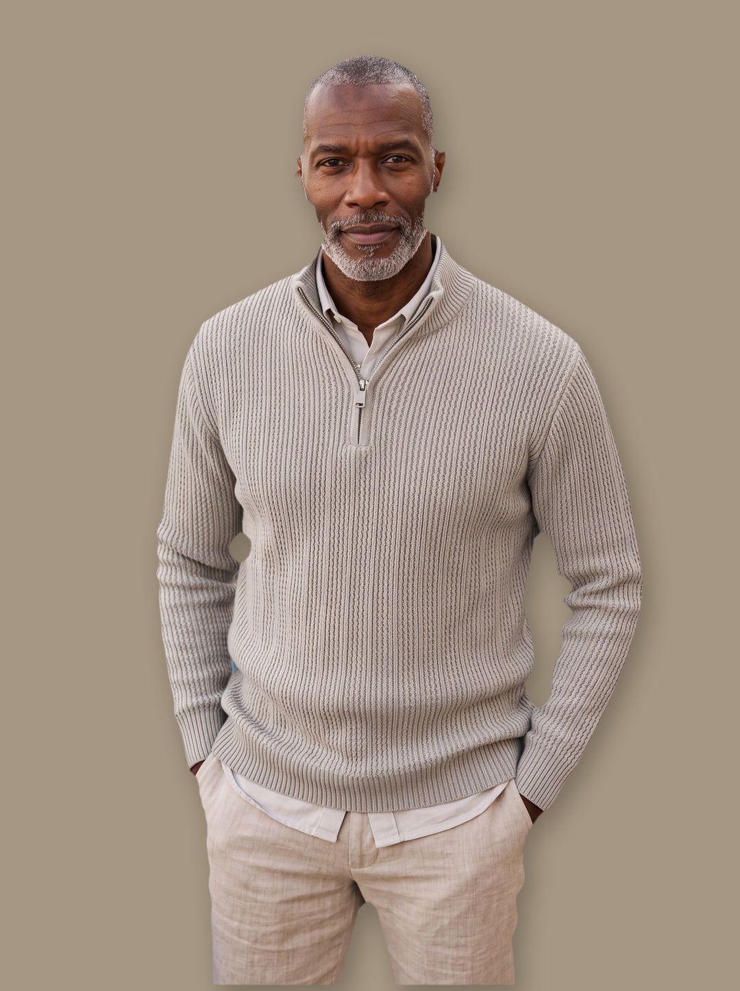 Prosper knit sweater in Grey, studio - Gentlemens Manor